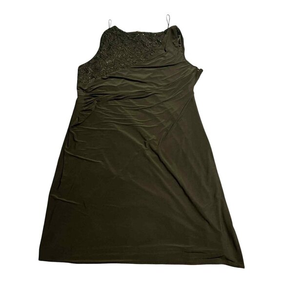 R&M Richards Dress Womens 22W Black Sleeveless Beaded Ruched Formal Gown Evening - Picture 2 of 9